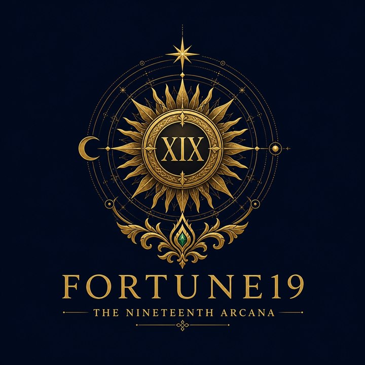 ตราสัญลักษณ์ Fortune19 ดวงอาทิตย์และเลขโรมัน XIX